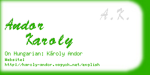 andor karoly business card